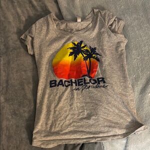 Gray Graphic Tee with Sunset Design
